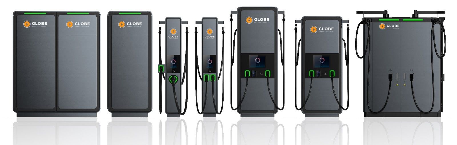 Laderfamilien fra Globe Energy Charge stilt opp side om side